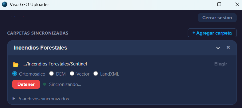 Sincronización de carpetas con VisorGEO Uploader